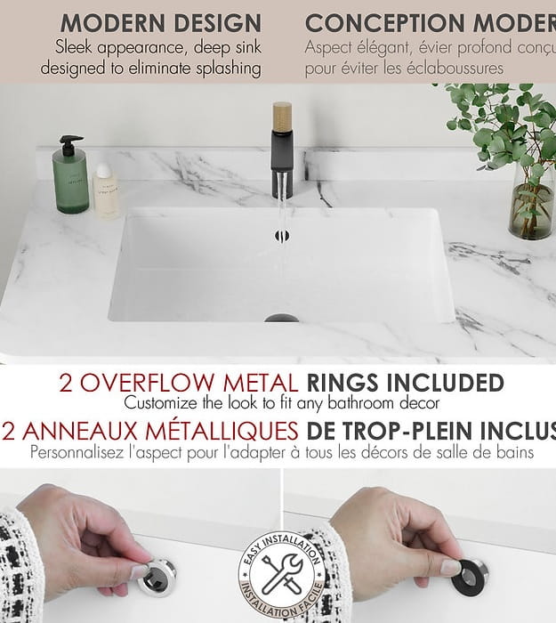Stylish Voguish P-208 24'' Undermount Vanity Sink 4 Stylish Voguish P-208 24'' Undermount Vanity Sink - Image 3