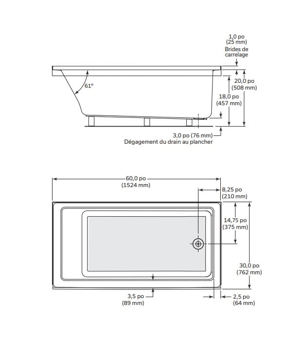 Mirolin Aura 60" Drop-In Alcove Bathtub BO63L/R 7 Mirolin Aura 60" Drop-In Alcove Bathtub BO63L/R - Image 3