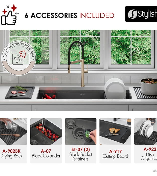 Stylish Onyxo42 S-742WNK 42" Graphite Workstation Sink 10 Stylish Onyxo42 S-742WNK 42" Graphite Workstation Sink - Image 7