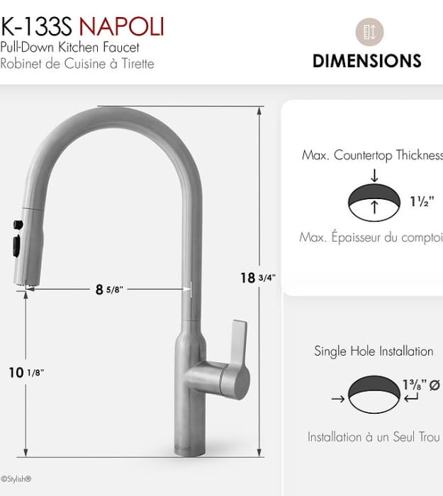 Stylish NAPOLI K-133 Pull-Down Kitchen Faucet 12 Stylish NAPOLI K-133 Pull-Down Kitchen Faucet - Image 7