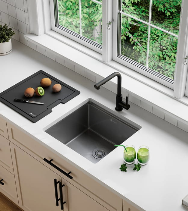 Stylish Onyxo18 S-718WNK 18" Graphite Black Bar Sink 8 Stylish Onyxo18 S-718WNK 18" Graphite Black Bar Sink - Image 3