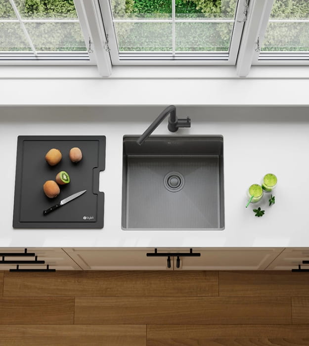 Stylish Onyxo18 S-718WNK 18" Graphite Black Bar Sink 7 Stylish Onyxo18 S-718WNK 18" Graphite Black Bar Sink - Image 2