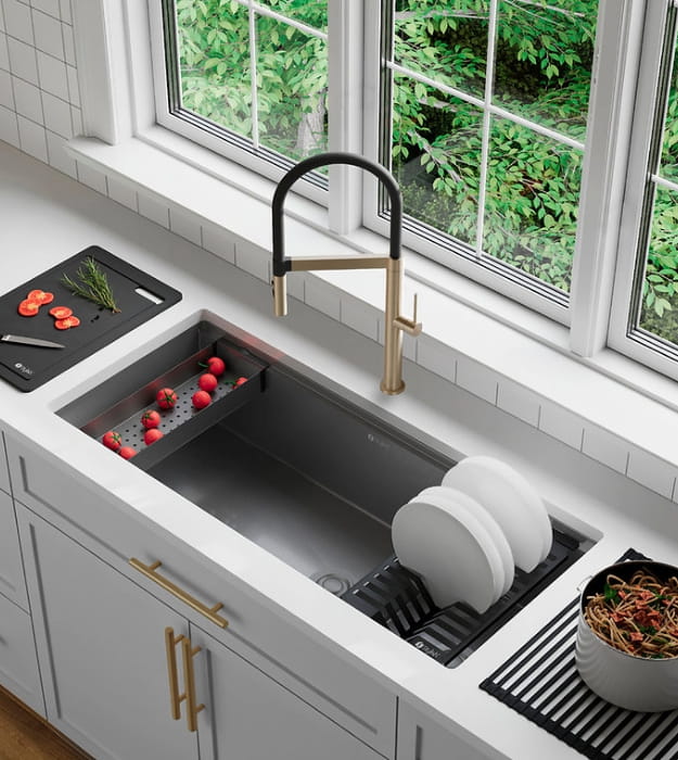 Stylish Onyxo42 S-742WNK 42" Graphite Workstation Sink 5 Stylish Onyxo42 S-742WNK 42" Graphite Workstation Sink - Image 2