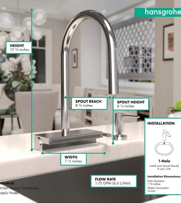 Hansgrohe Aquno Select 73837 HighArc Kitchen Faucet 1.75 GPM 12 Hansgrohe Aquno Select 73837 HighArc Kitchen Faucet 1.75 GPM - Image 7